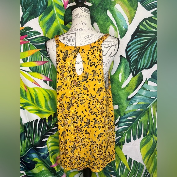 Torrid 14/16 Loose Flowy Dark Yellow Black Monarch Butterfly Halter Tunic Tank - Picture 3 of 8